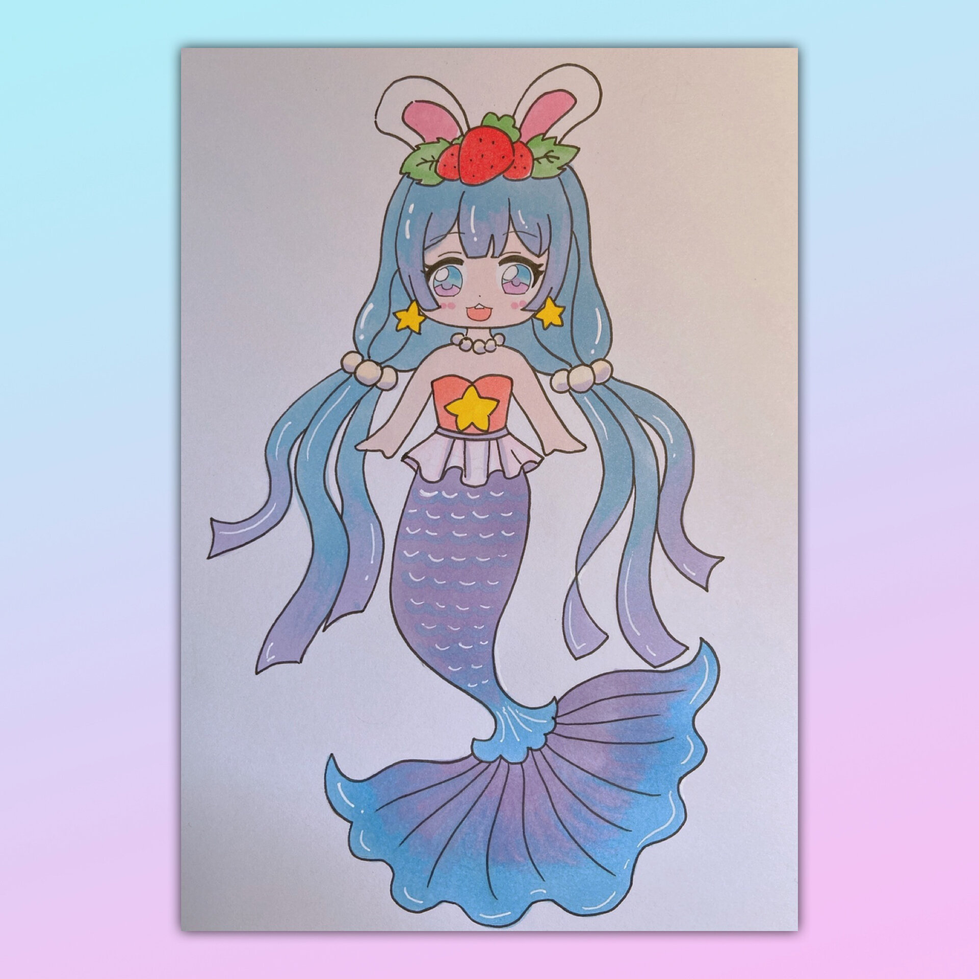 小兔子女孩美人鱼q版动漫人物可爱女生漫画