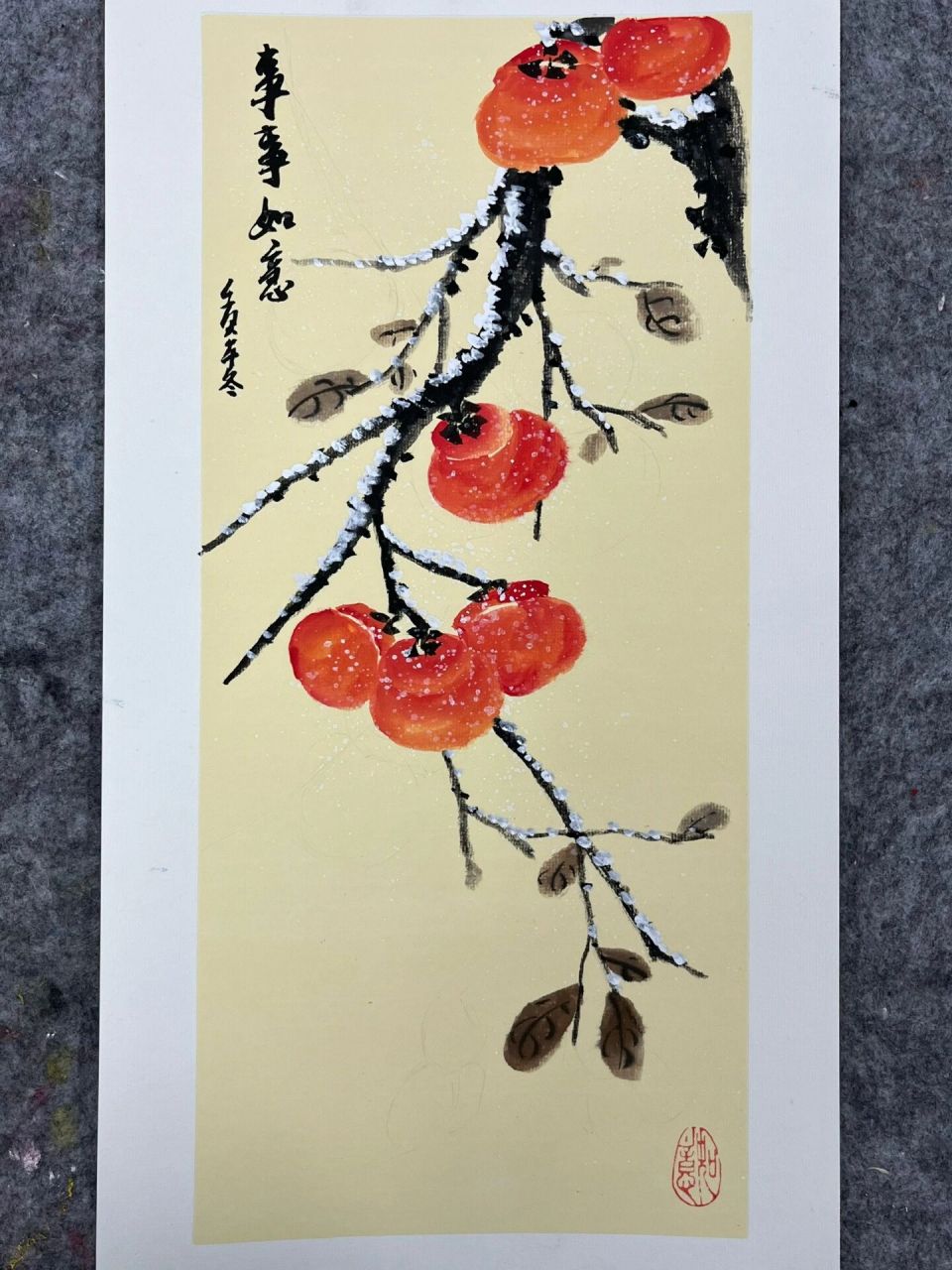 国画教程《柿柿如意》97好想吃柿子呀 图二:柿子正面画法 图三:柿子