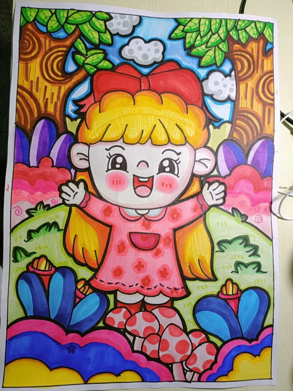 临摹儿童画《春天来了》