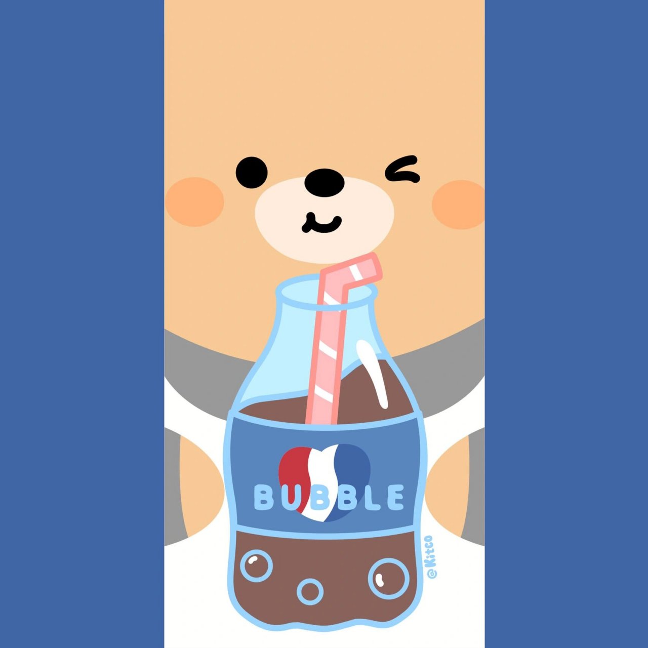 077期|原创卡通可爱动物喝饮料壁纸手机壳 9315授权 9215私自