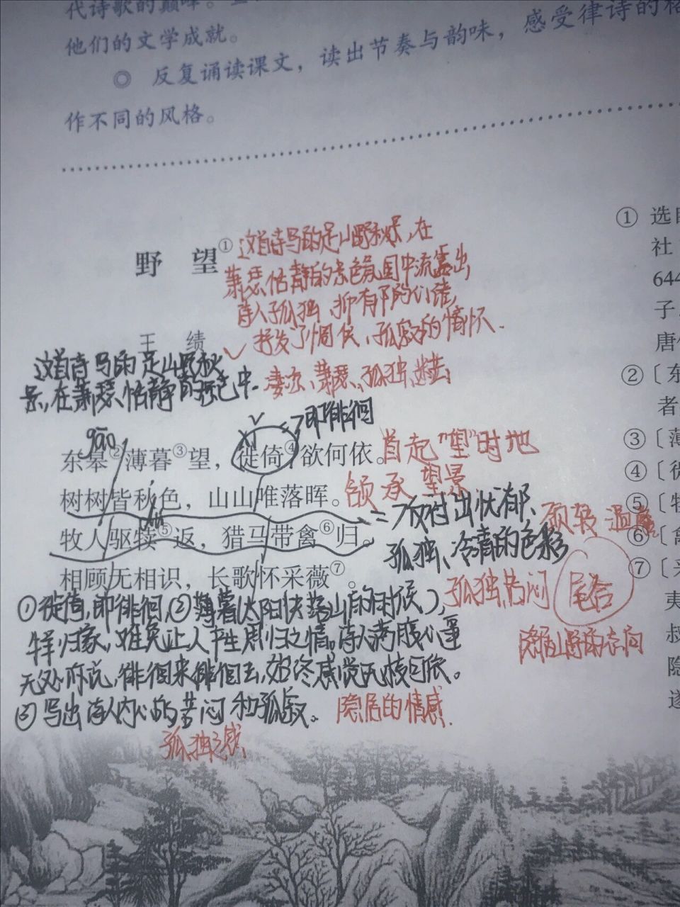 八年级上册古诗 野望笔记