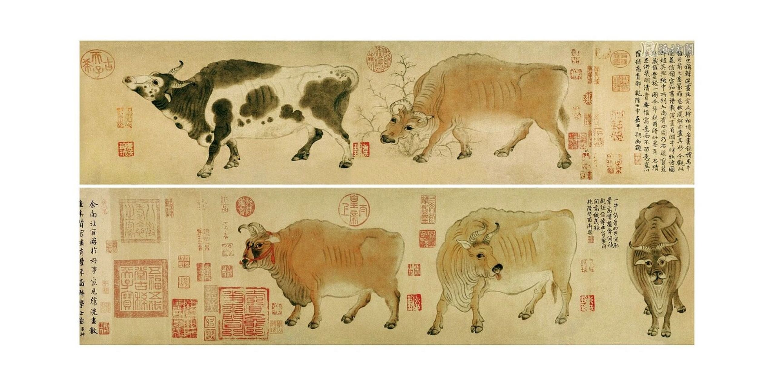 中国十大传世名画《五牛图》        中国十大传世名画《五牛图》