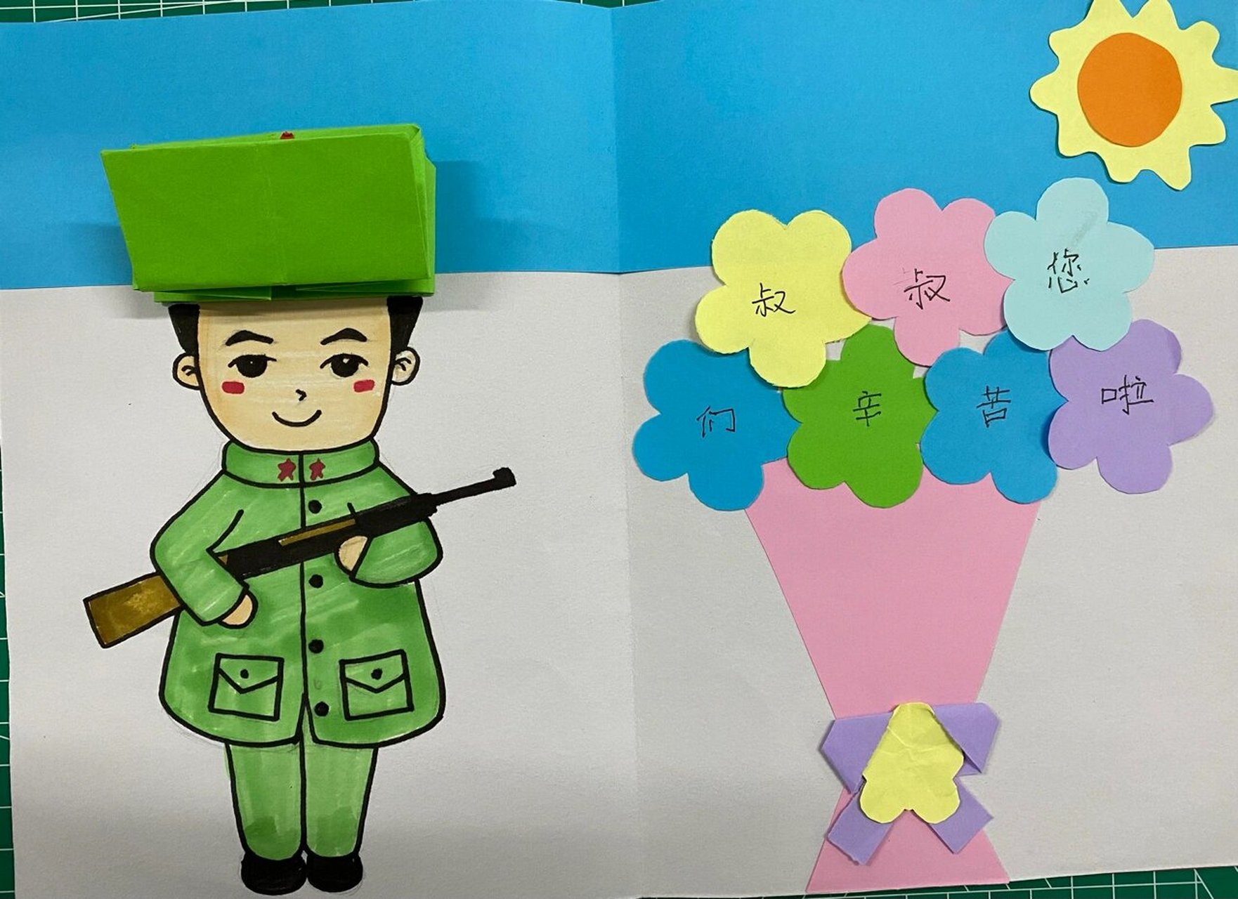 致敬边防战士创意画/手工