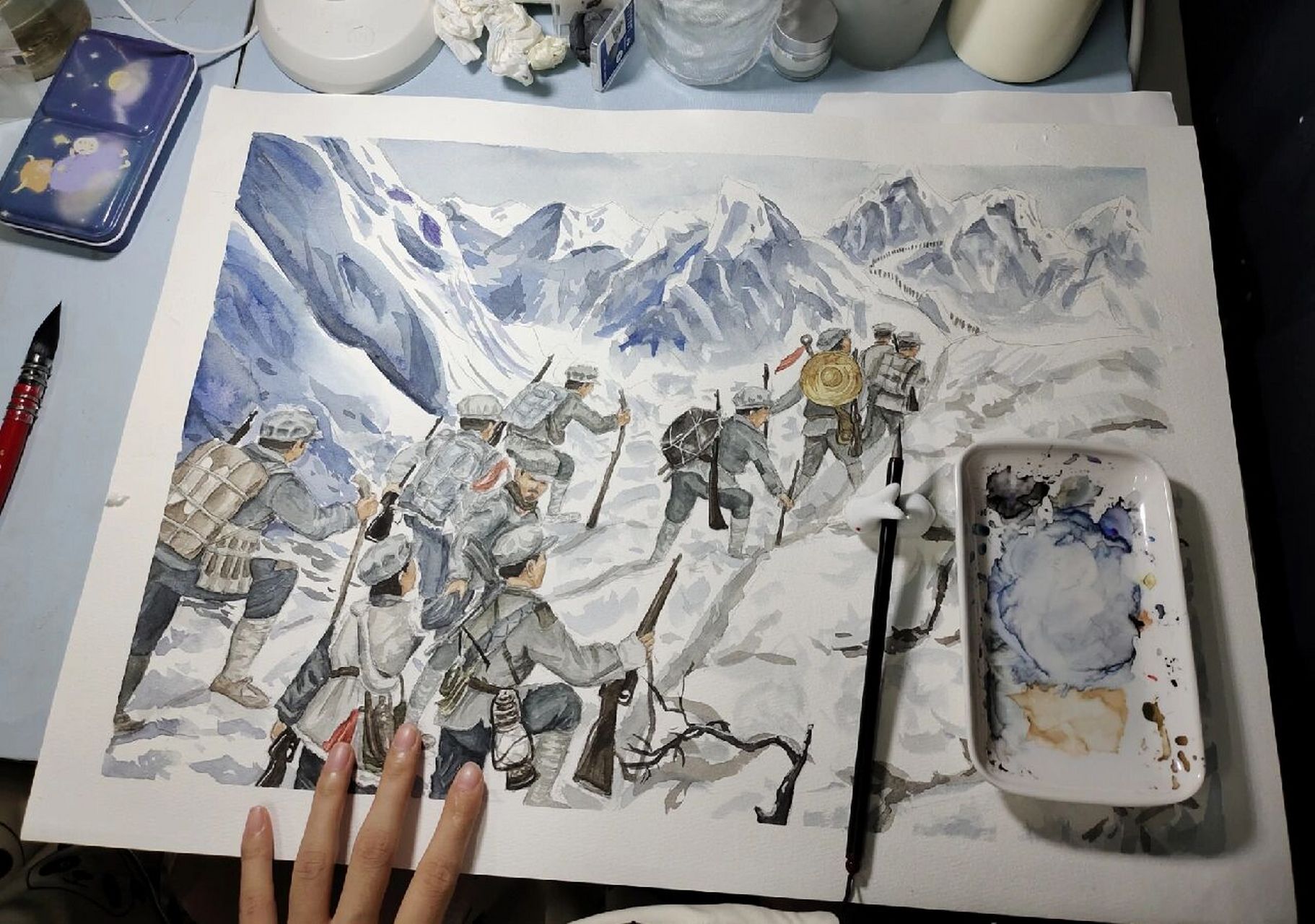 《红军长征》 又是一次绘画比赛,原图百度上找的,图4