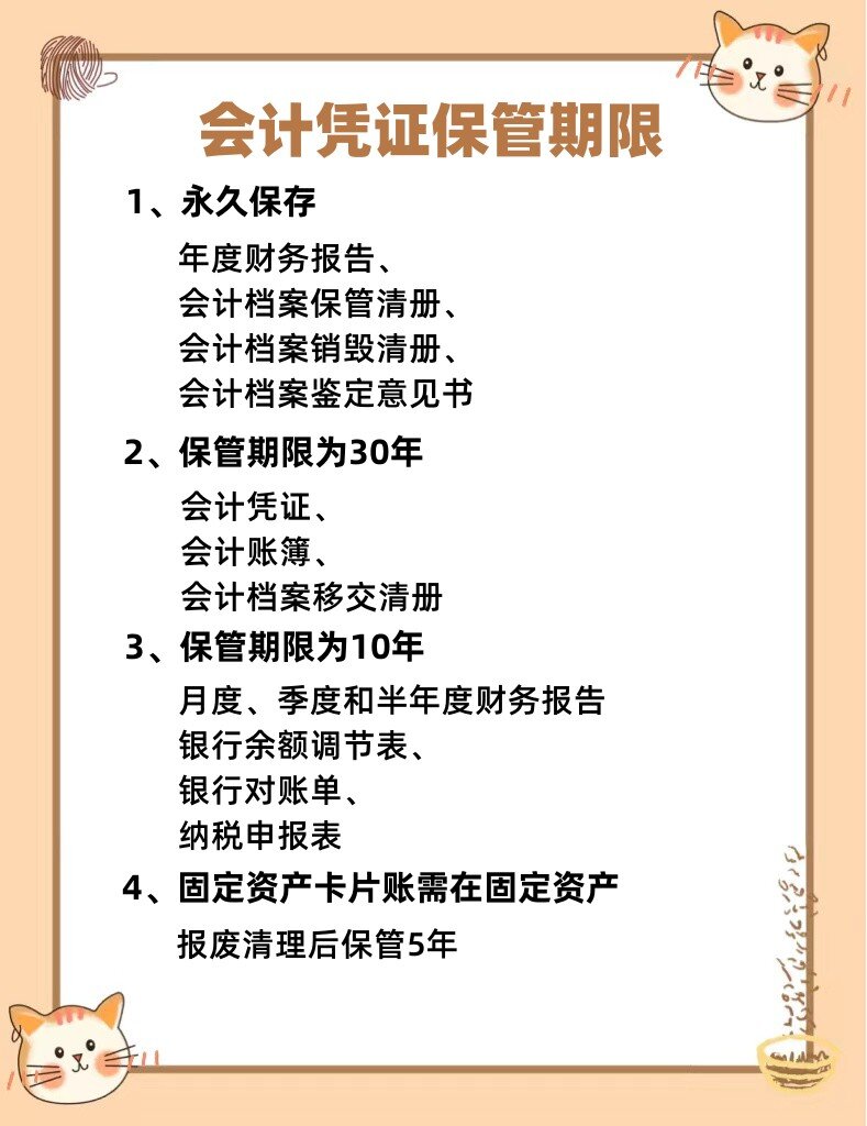 会计凭证保管期限