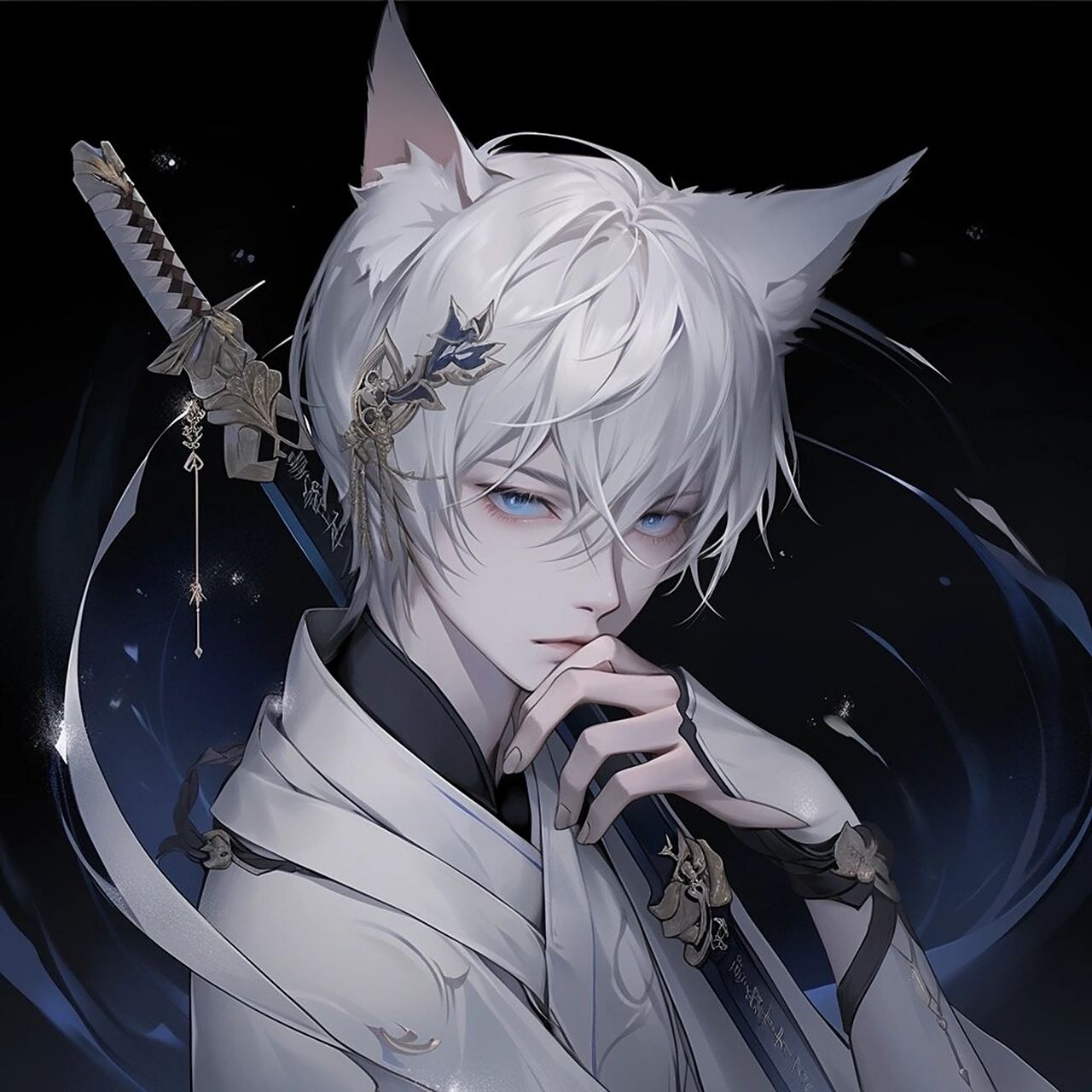 猫妖 蓝色系动漫男头|男生头像|男头