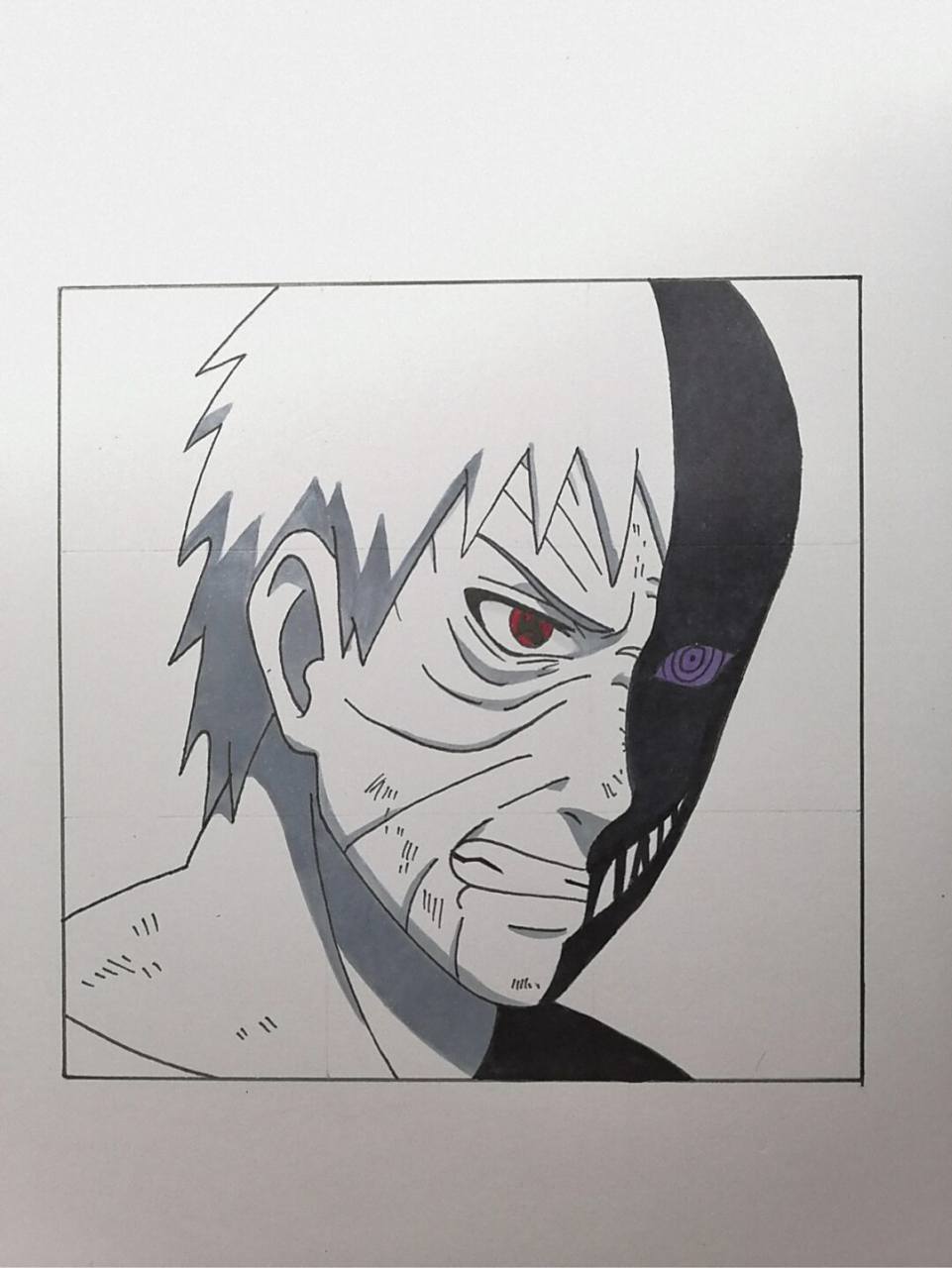 黑绝带土教程 #火影忍者# #手绘教程# #带土