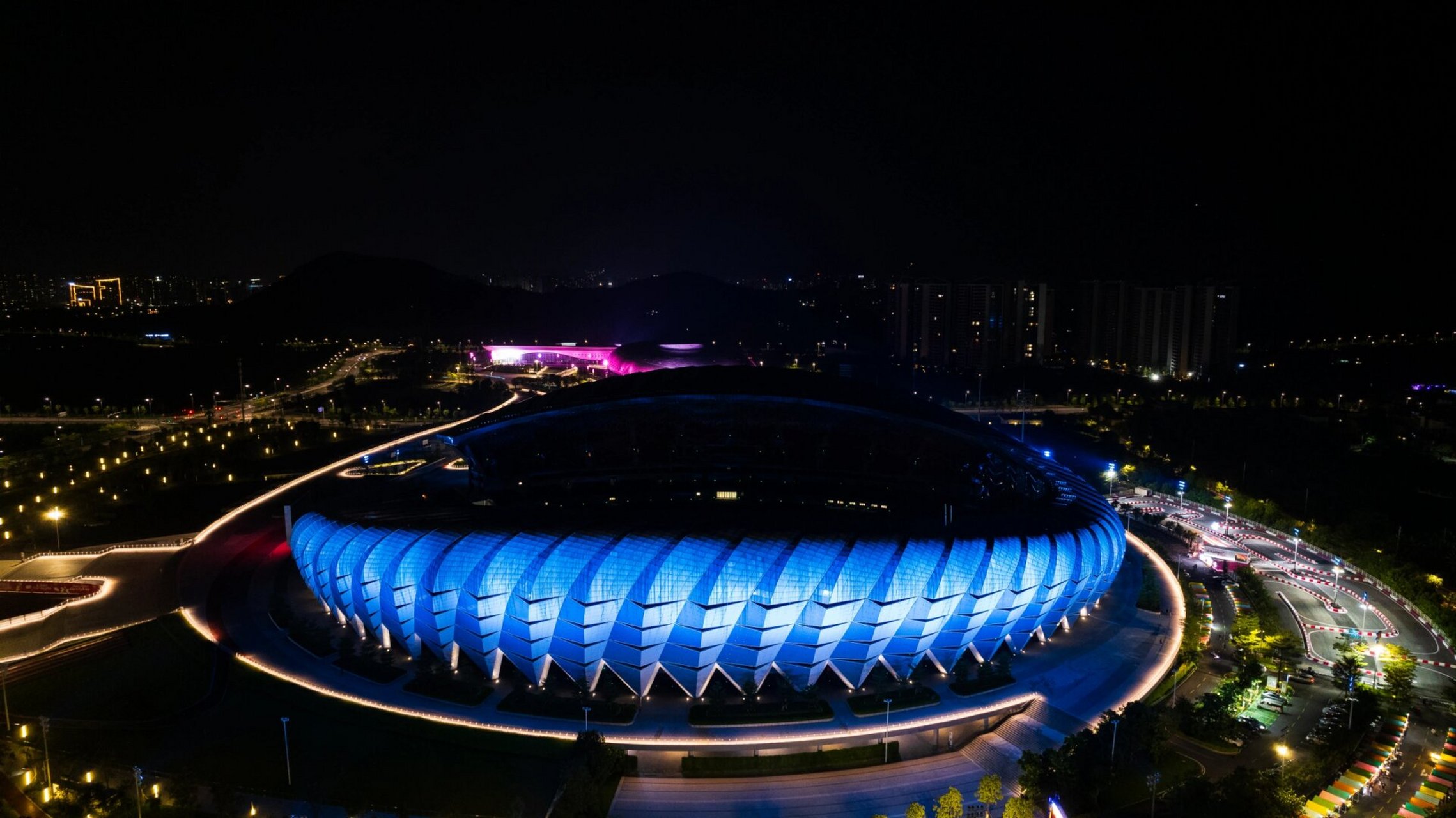 清远奥体中心 治愈系城市地标建筑夜景