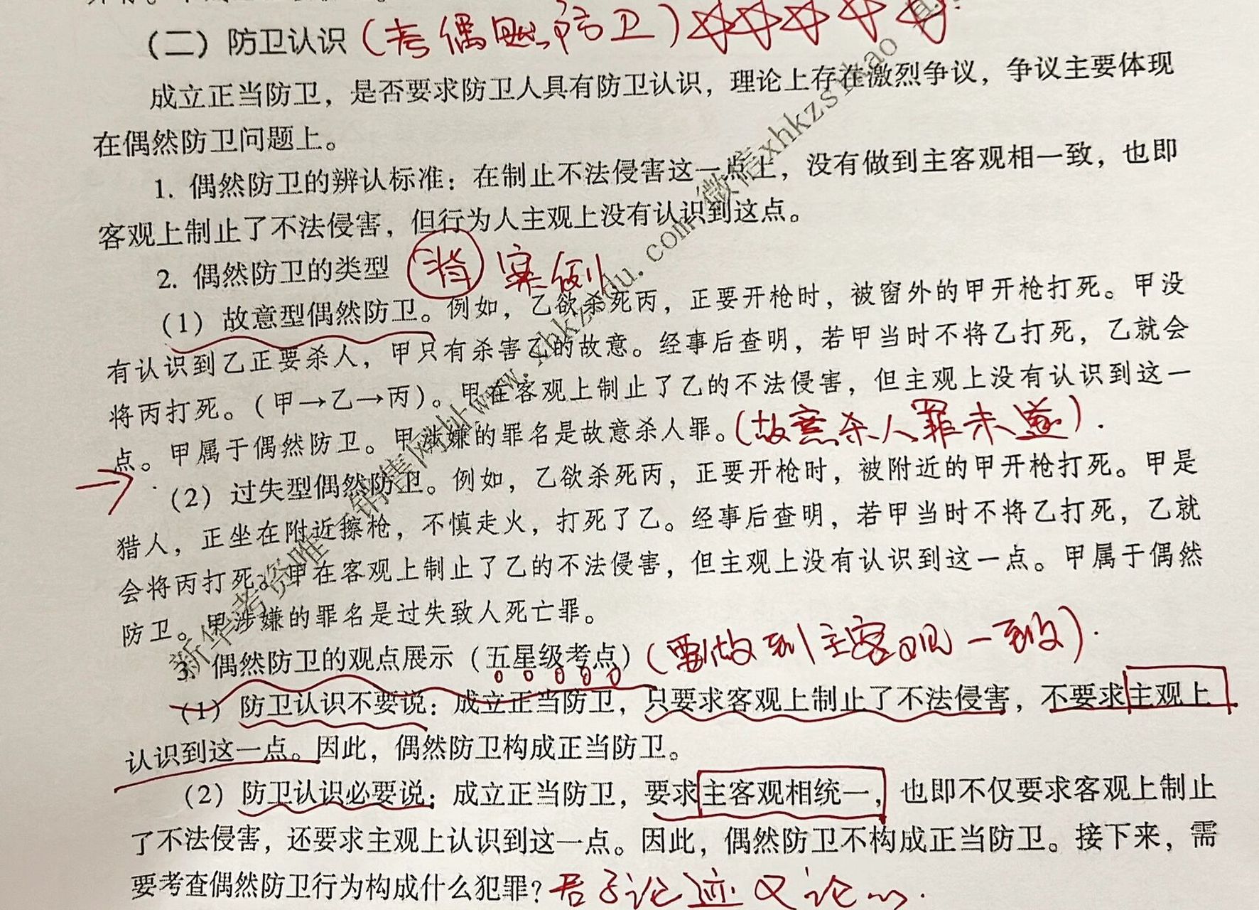 总结偶然防卫和假想防卫