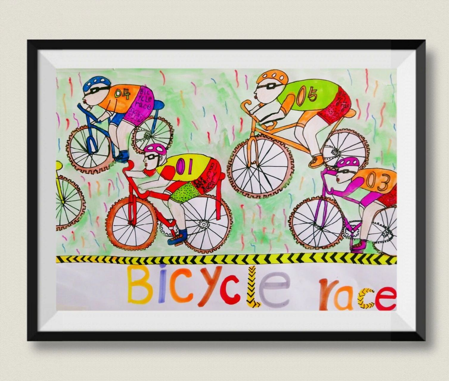 自行车比赛儿童画 自行车运动员,自行车比赛儿童画适合6～9岁儿童