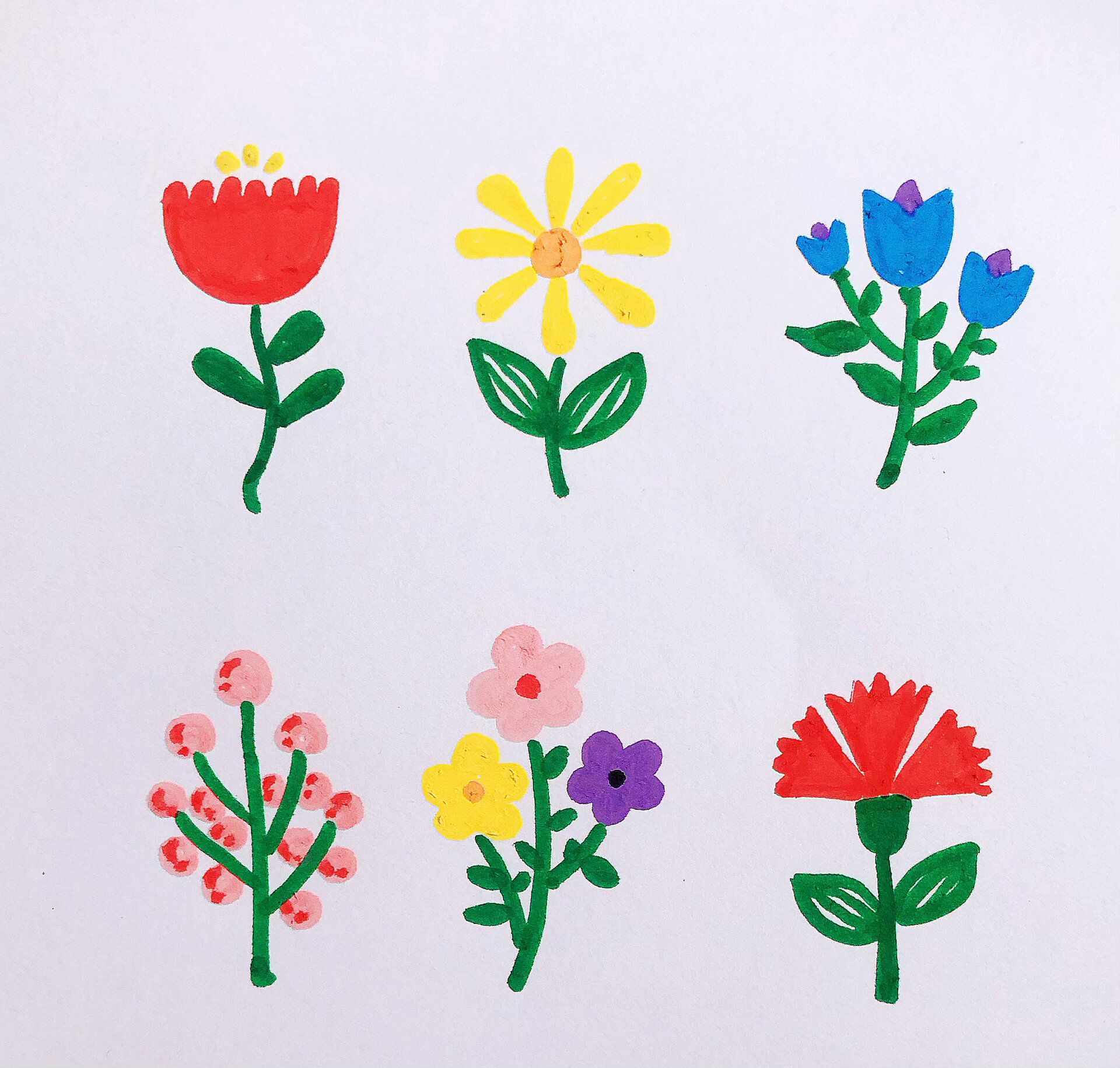 零基础简笔画|春天的花儿绘画小素材