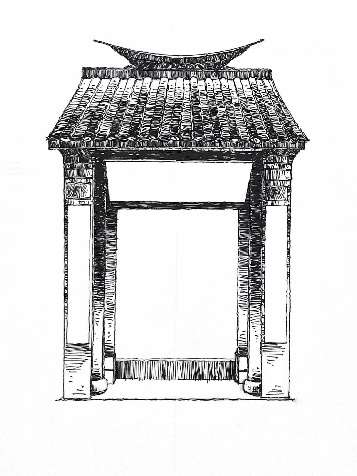 关于古建筑院门儿的绘画