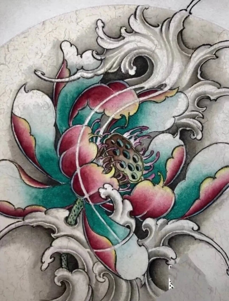 太原纹身‖新传统荷花 太原纹身‖新传统荷花纹身手稿分享