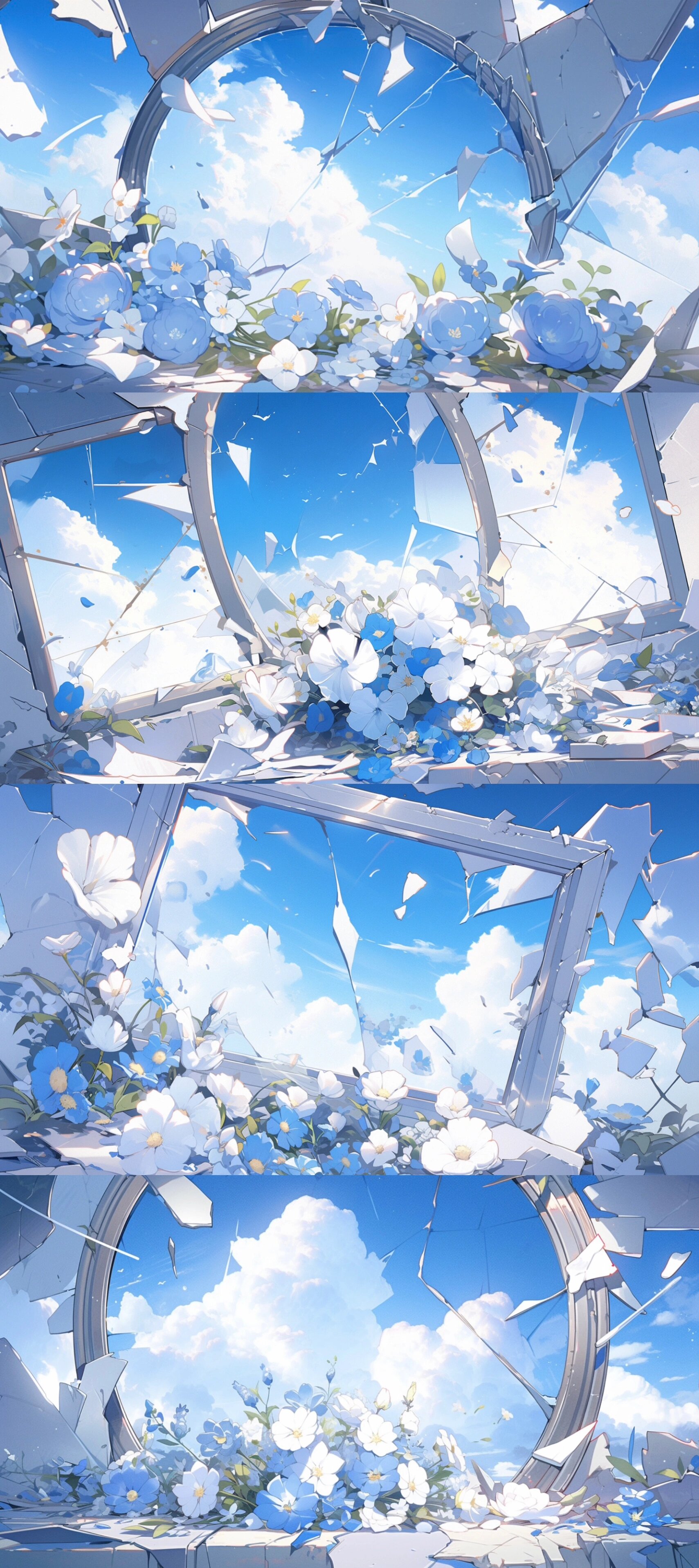 破碎镜面08清冷唯美插画7815aigc