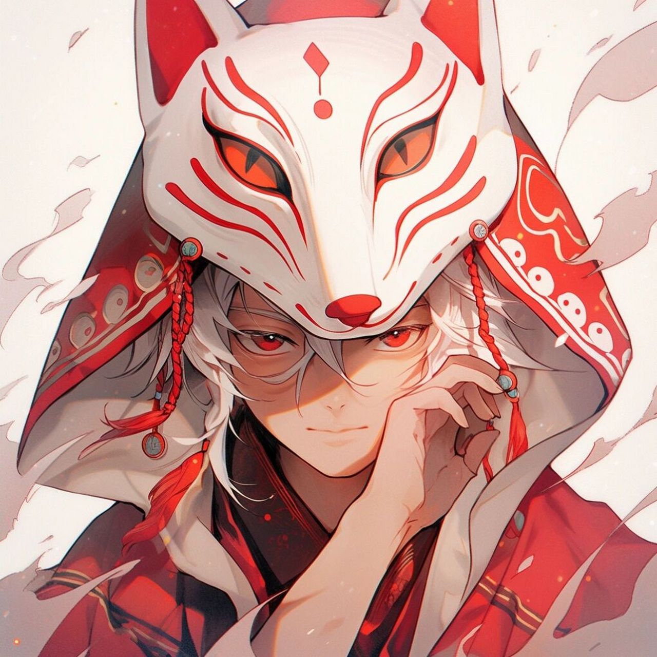 狐狸面具男生头像~      与狐狸面具少女同款红白配色扭蛋.