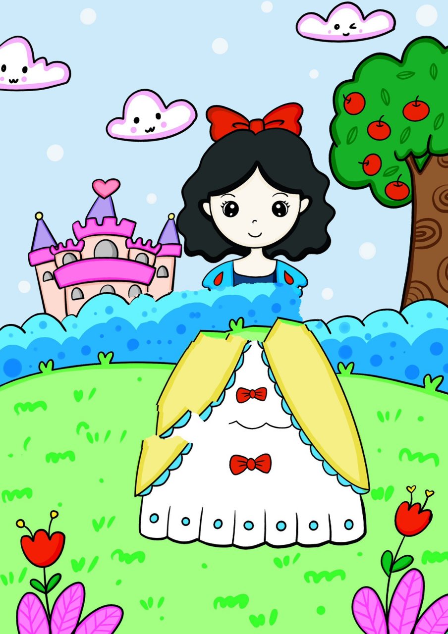 白雪公主儿童画 公主卡通画动漫人物 城堡98儿童绘画 公主94