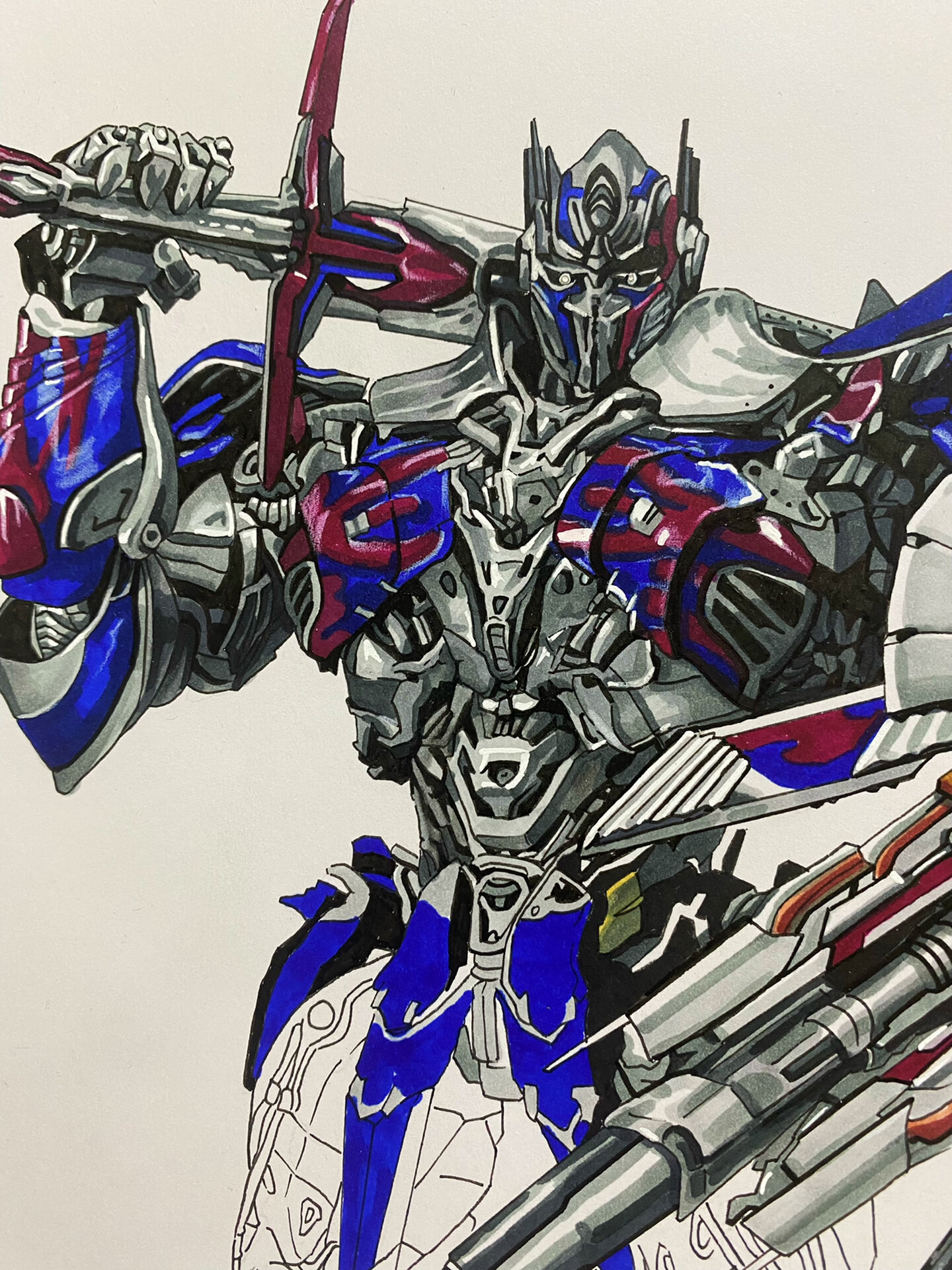 马克笔手绘擎天柱 步骤更新分享