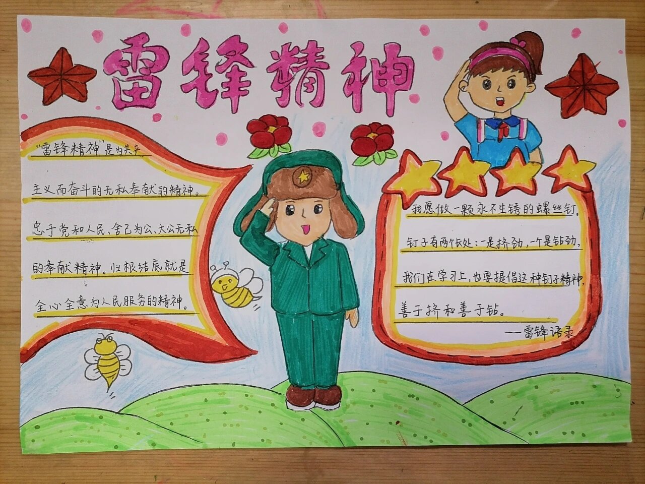 学雷锋手抄报(附线稿可打印)