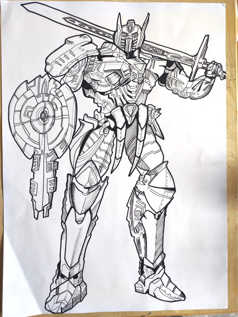 黑白线描练习 变形金刚 变形金刚擎天柱.酷酷的大男孩,完美的身材.