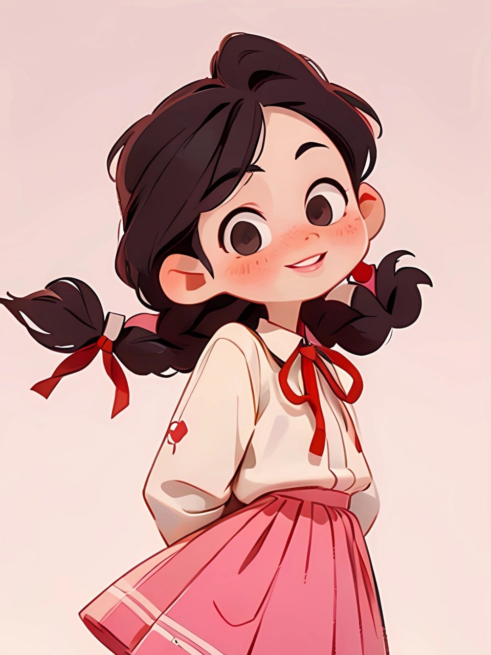 双麻花辫小女孩