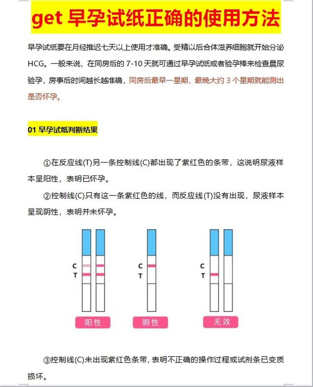 验孕试纸怎么看图解图片