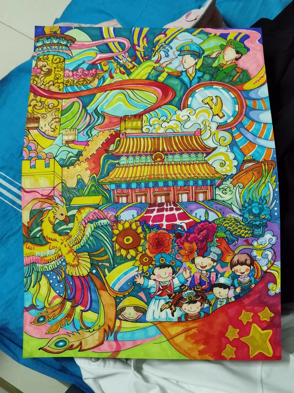 听党话跟党走,感恩党主题绘画,临摹于网络