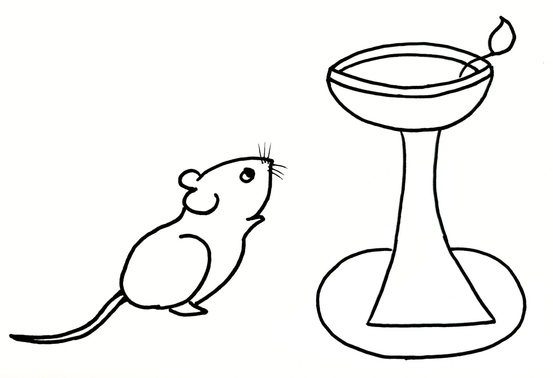 画小老鼠上灯台简笔画图片