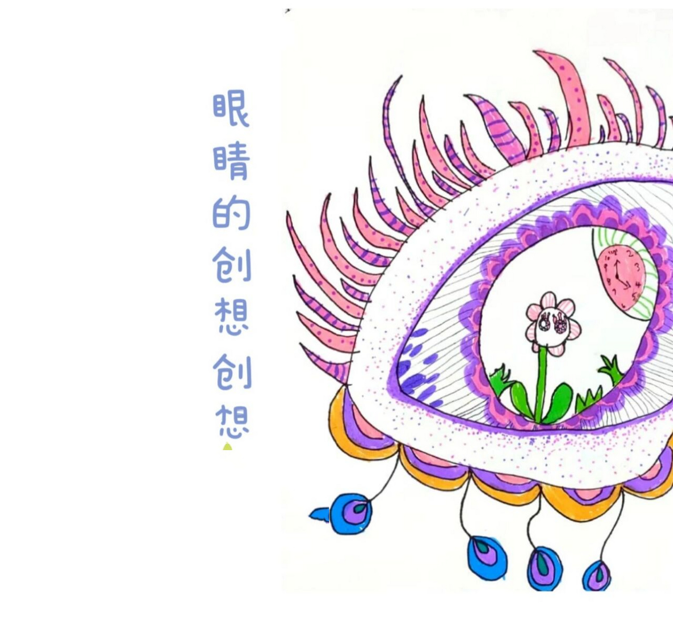 7—8岁美术《眼睛的创想》 情感目标: 培养孩子的感知能力,观察能力