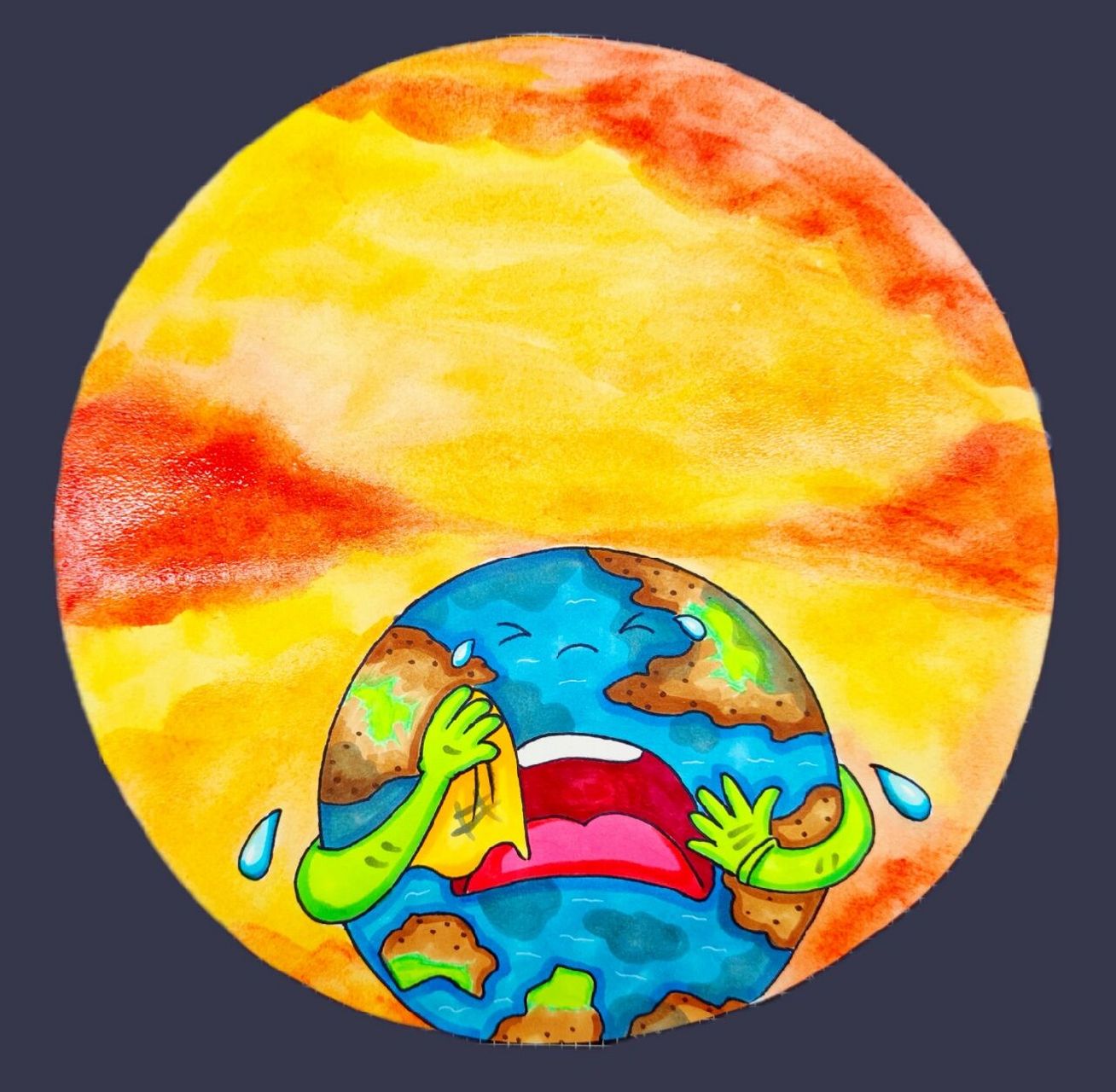 儿童画课件|教程《被污染的地球》环保主题 课程类型:环保主题创意