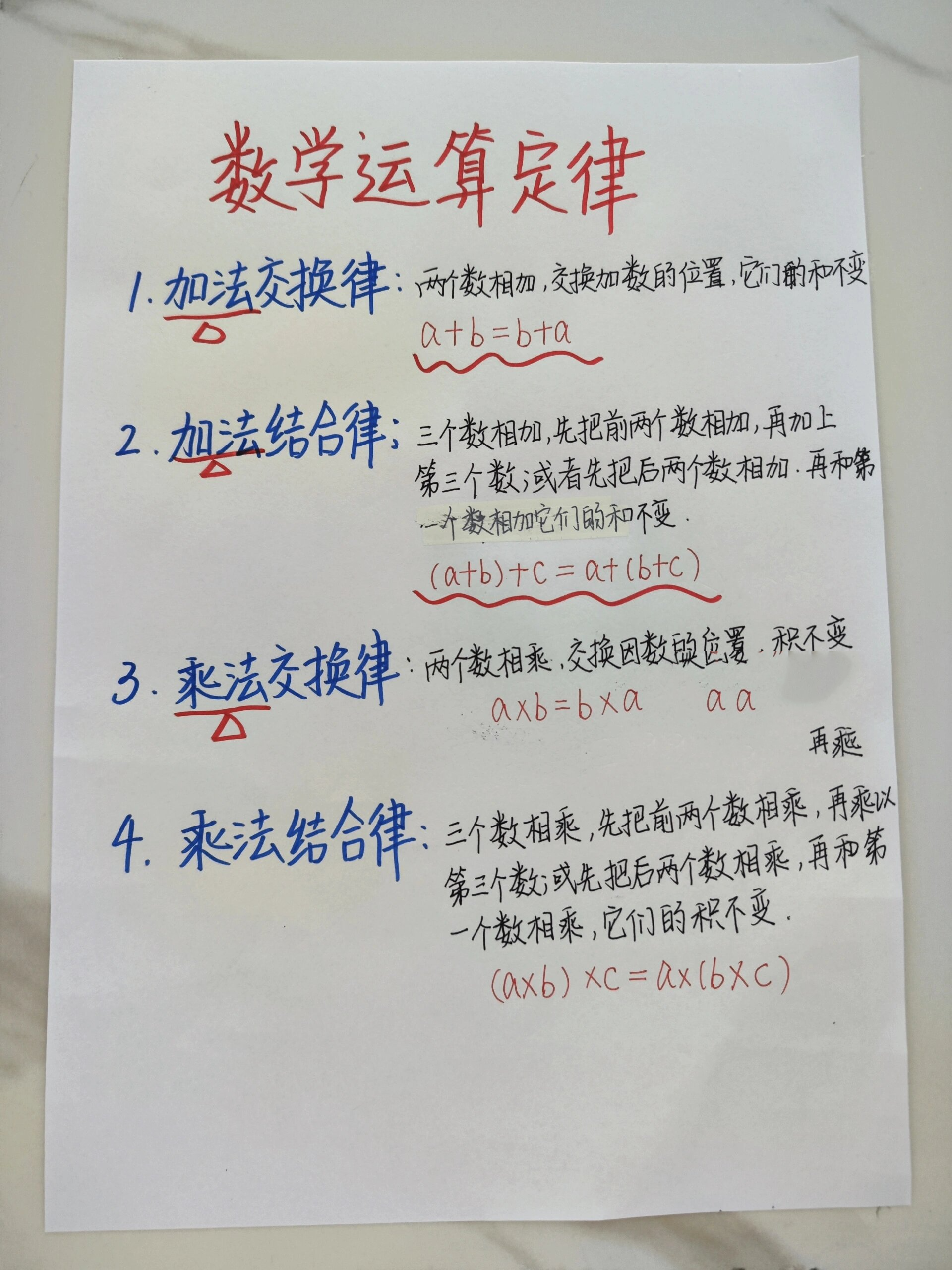 小学数学运算定律