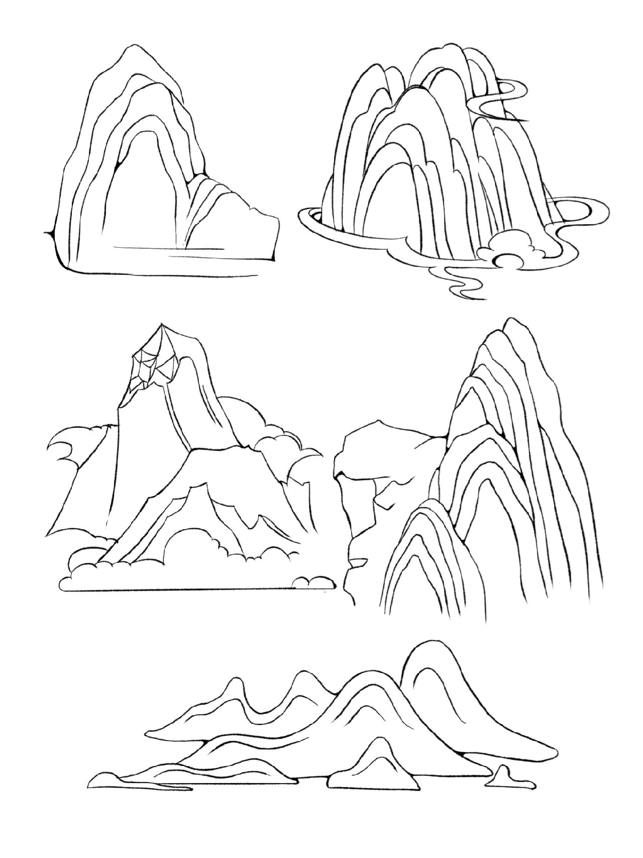 山峰元素 山是视觉传达考研手绘中经常用到的绘画