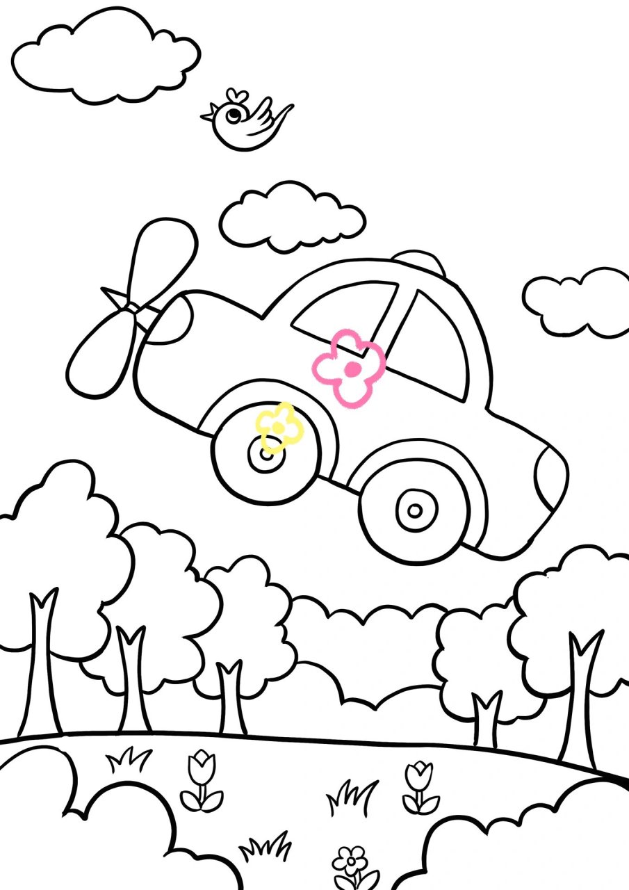 会飞的小汽车简笔画