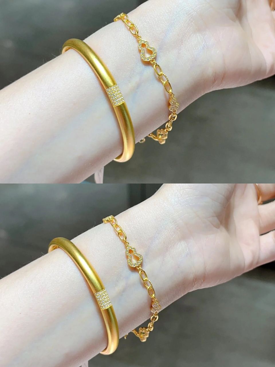 黄金手镯手链叠戴二选一!
