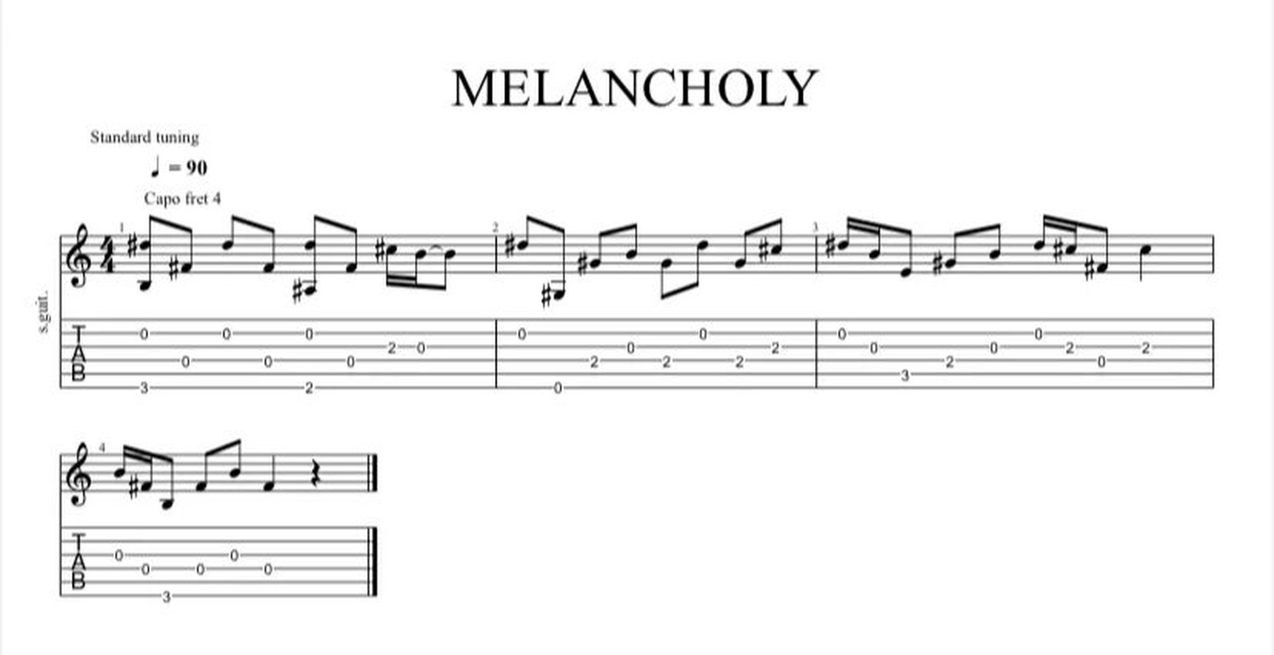 吉他谱《melancholy》 #自学吉他# #吉他# #吉他谱