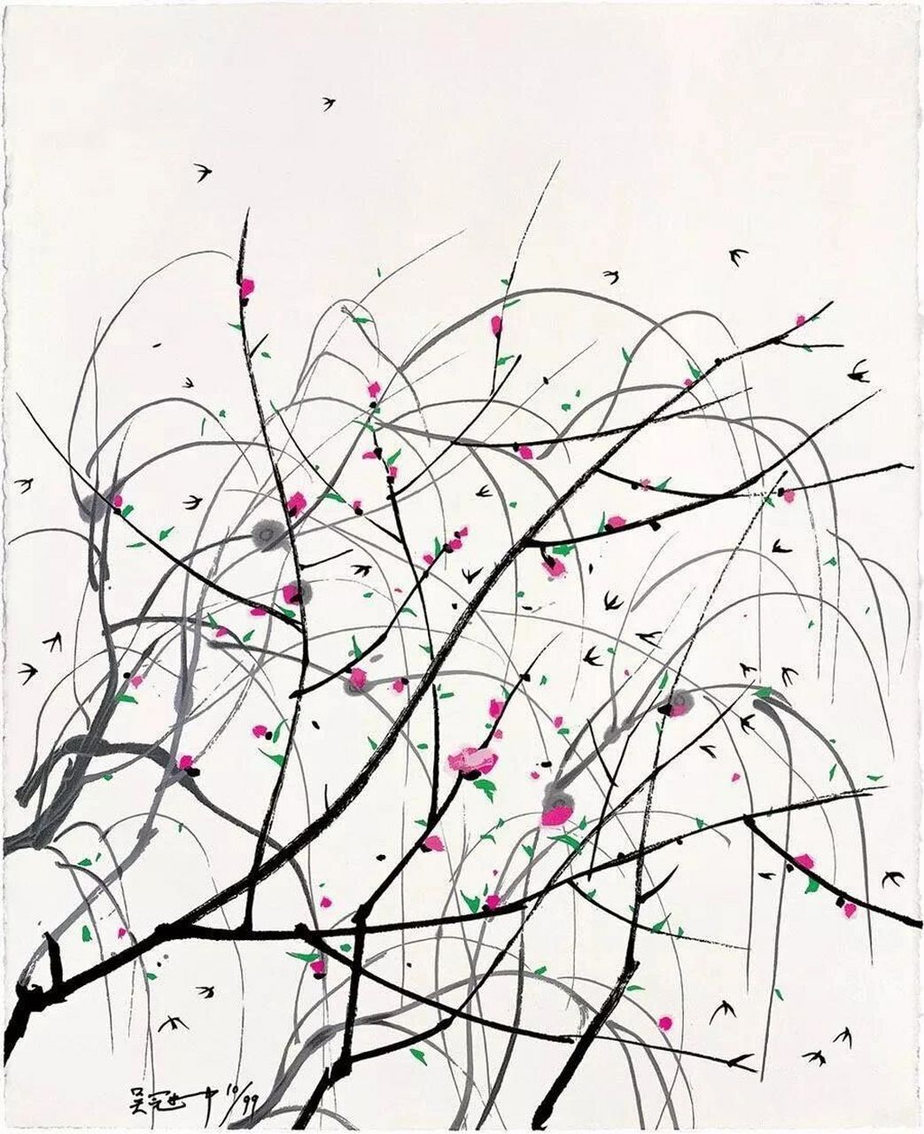 春如线 情缠绵 |吴冠中笔下的春如线系列 吴冠中的许多作品以"春如线"