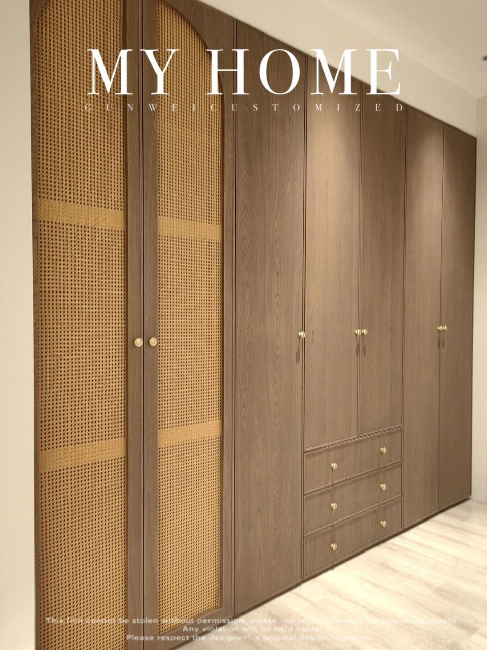 95顶天立地的中古风衣柜,整个长33331mm,高是2695mm