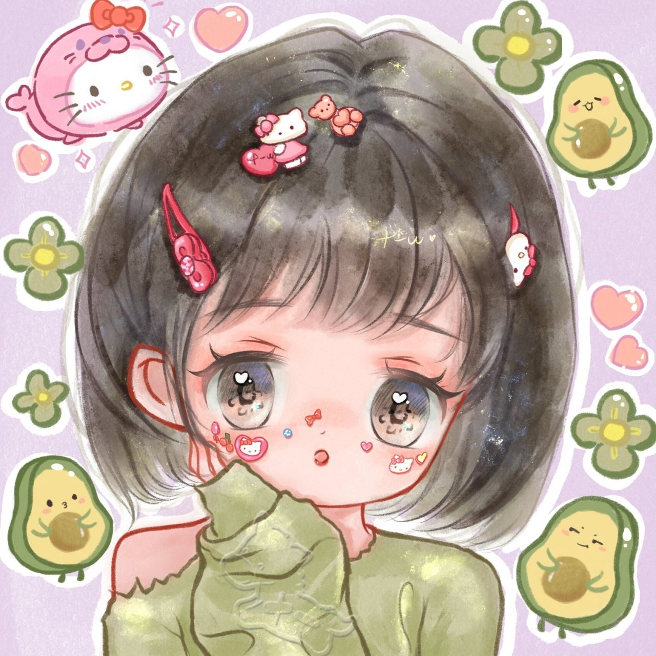 牛油果/q版头像 佳儿五期挑战营第一张7815 本来想快速画一张