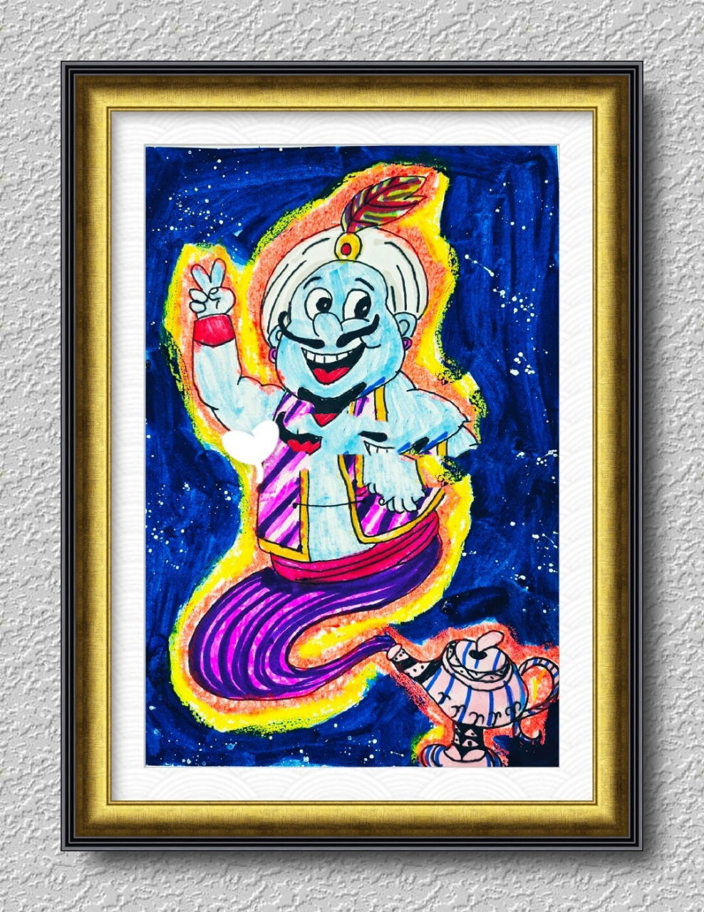 《阿拉丁神灯—灯神》绘画图解及学生作品73 【兔兔老师创意美术