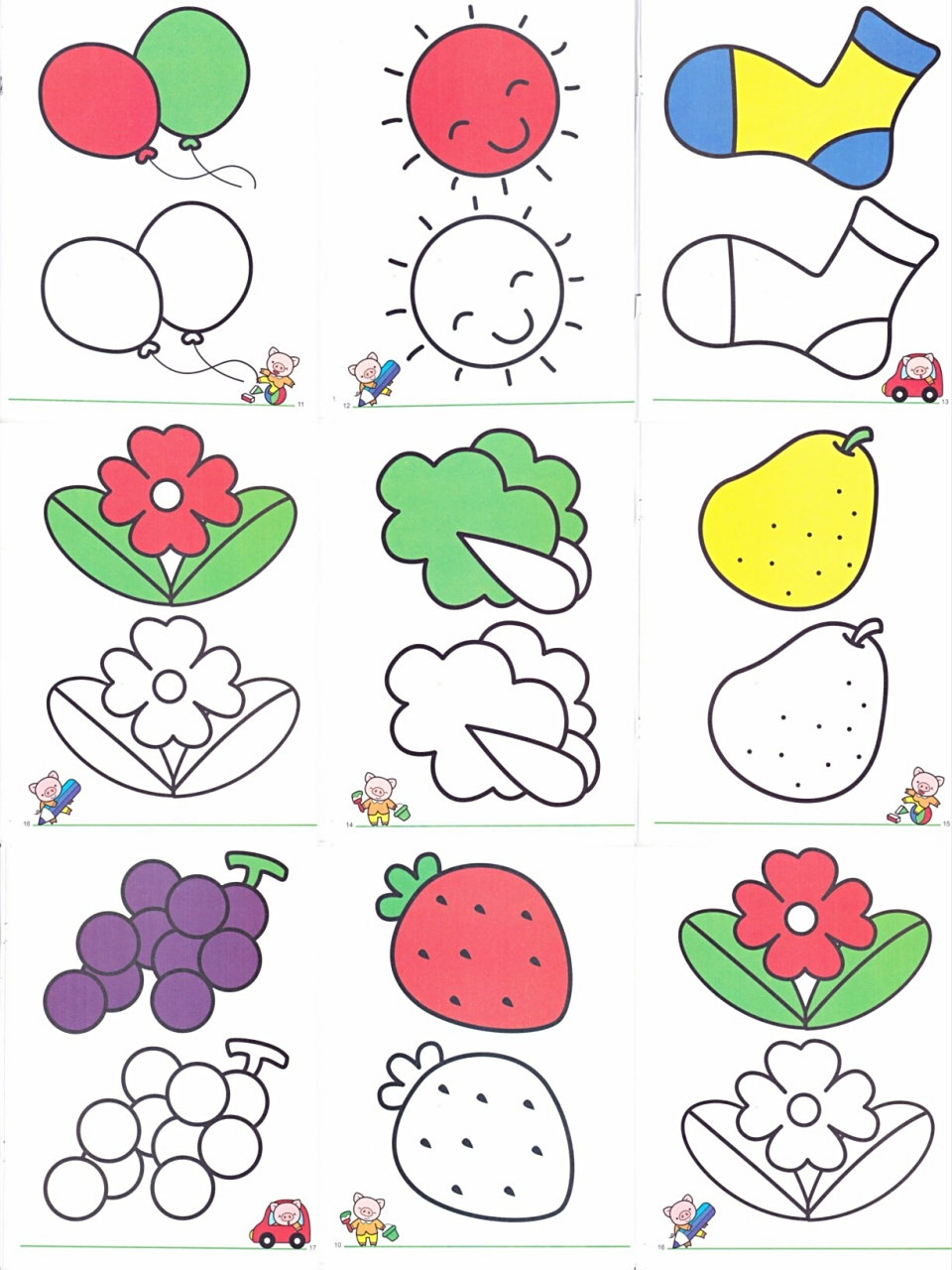 2～3岁涂色填色美术图片简笔画上色,基础篇 幼儿园宝贝儿童涂色填色