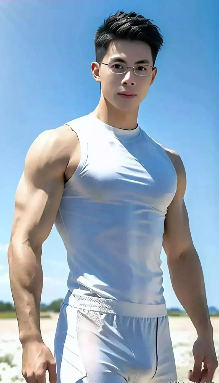 男子健身图,肌肉线条显.今天天气暖和