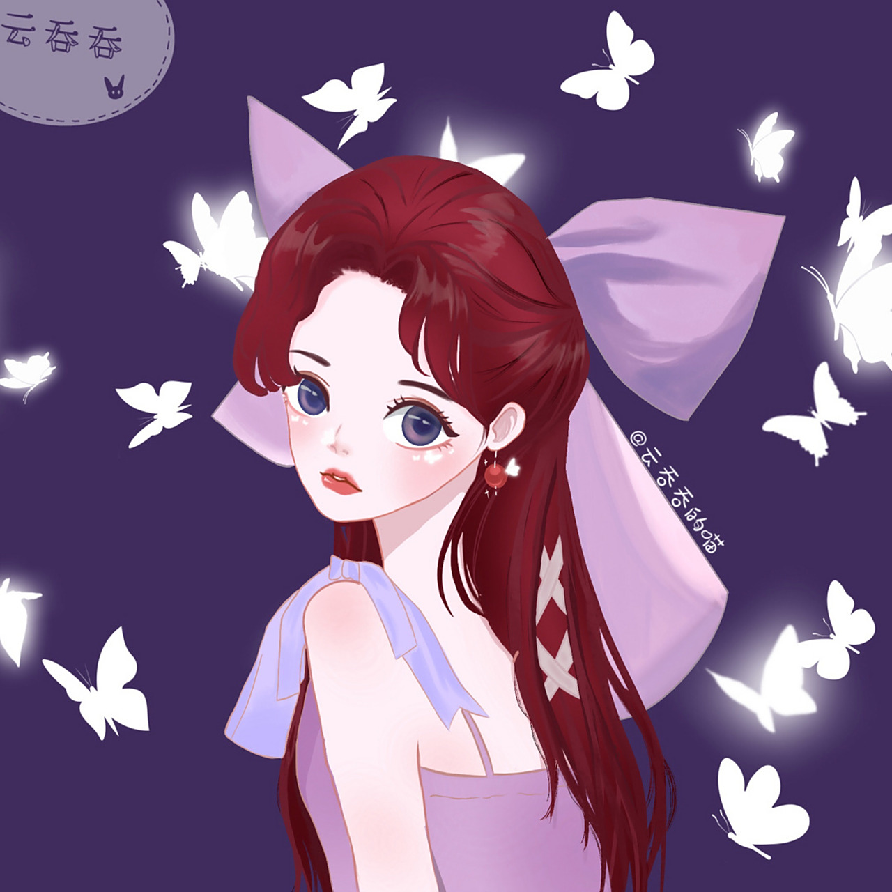 女生头像丨蝴蝶少女03 临摹  老师画的贼啦美 #procreate绘画