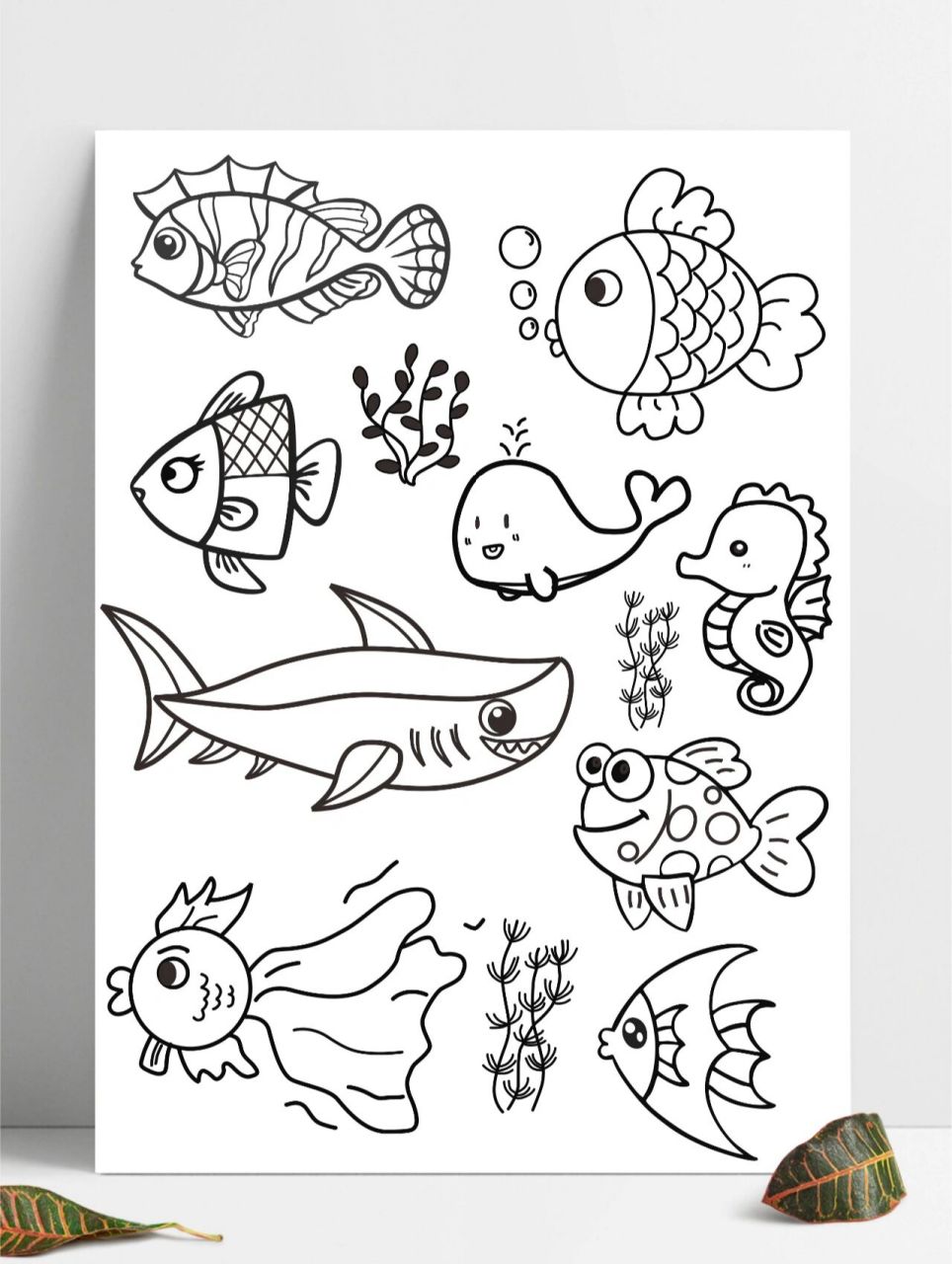 水里游的动物简笔画图片