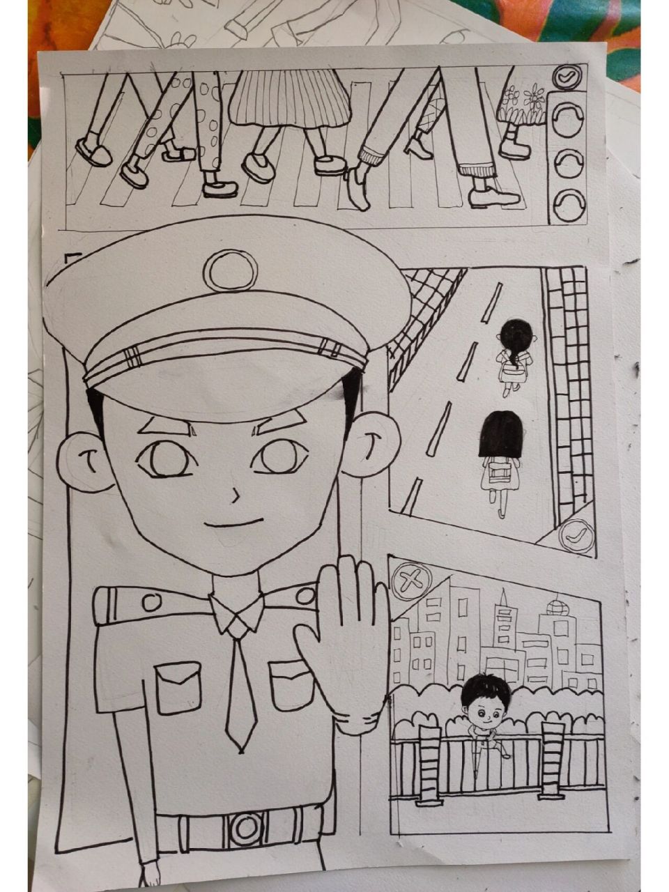 创意美术交通安全绘画