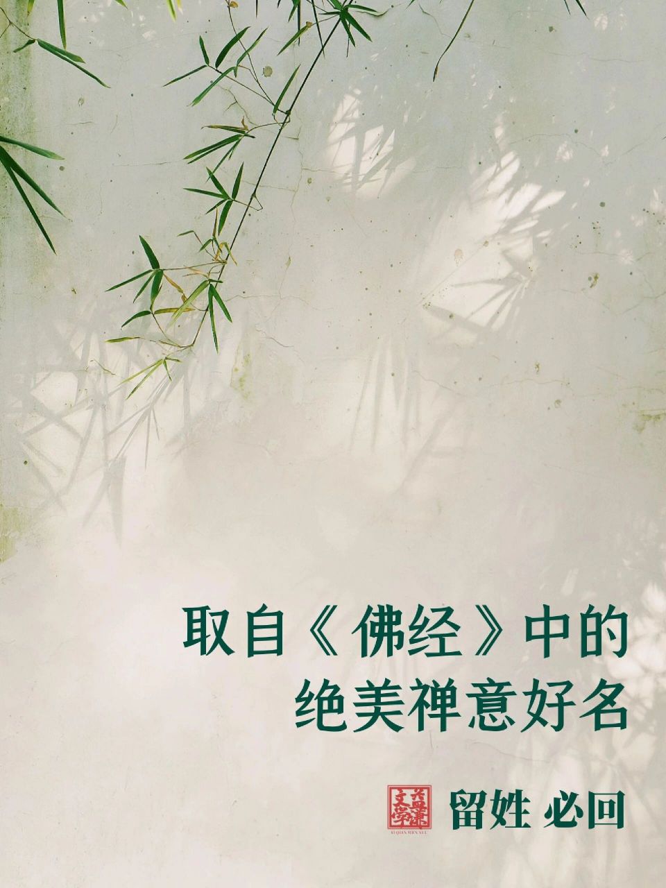 取自《佛经》中 简洁禅意的好名字 菩提本无树,明镜亦非台.