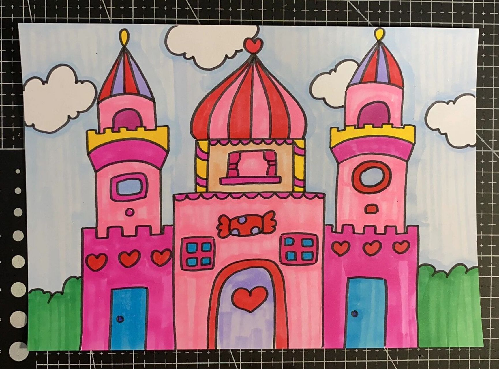 美丽的城堡简笔画颜色图片