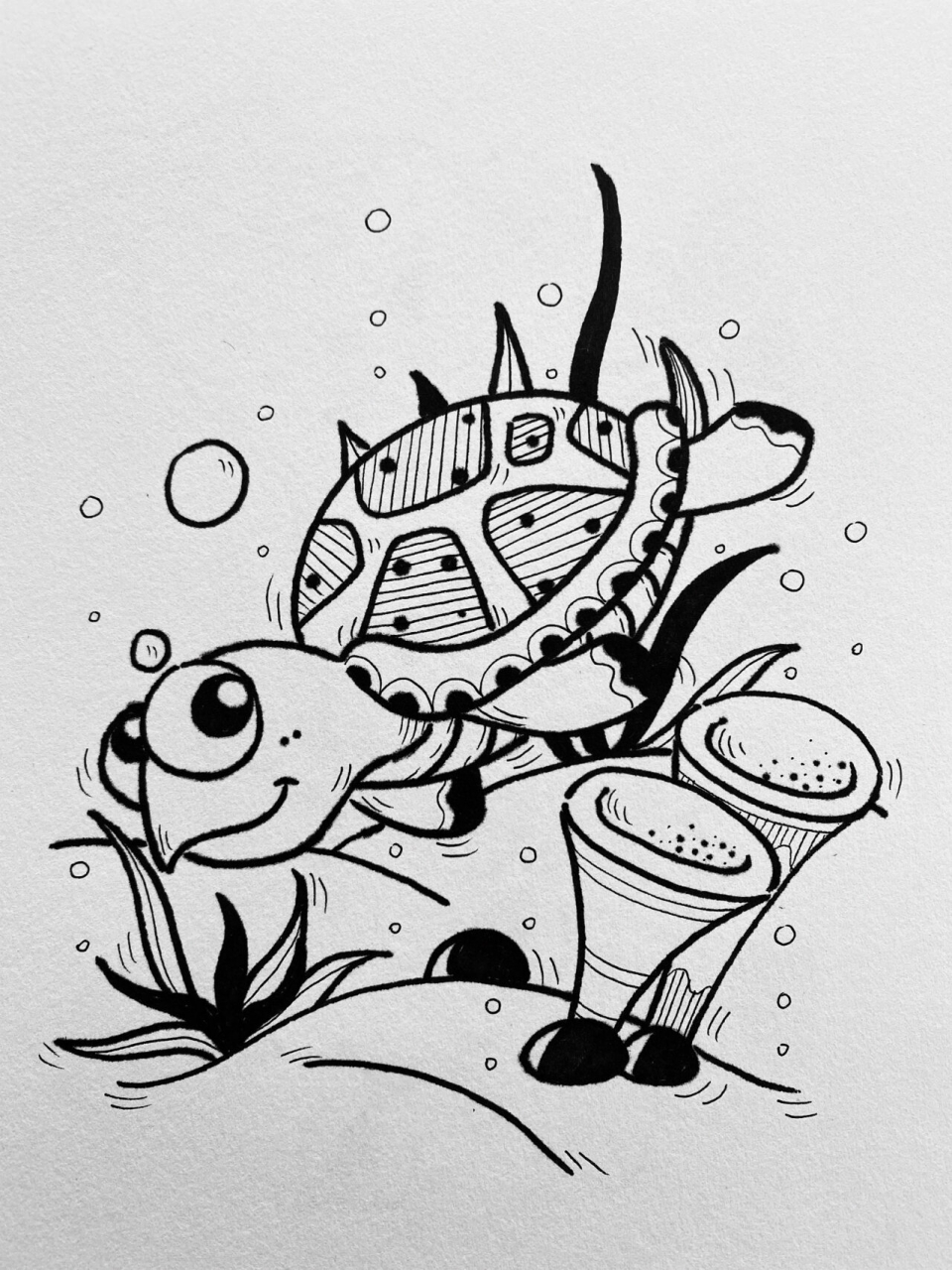 黑白线描简笔画