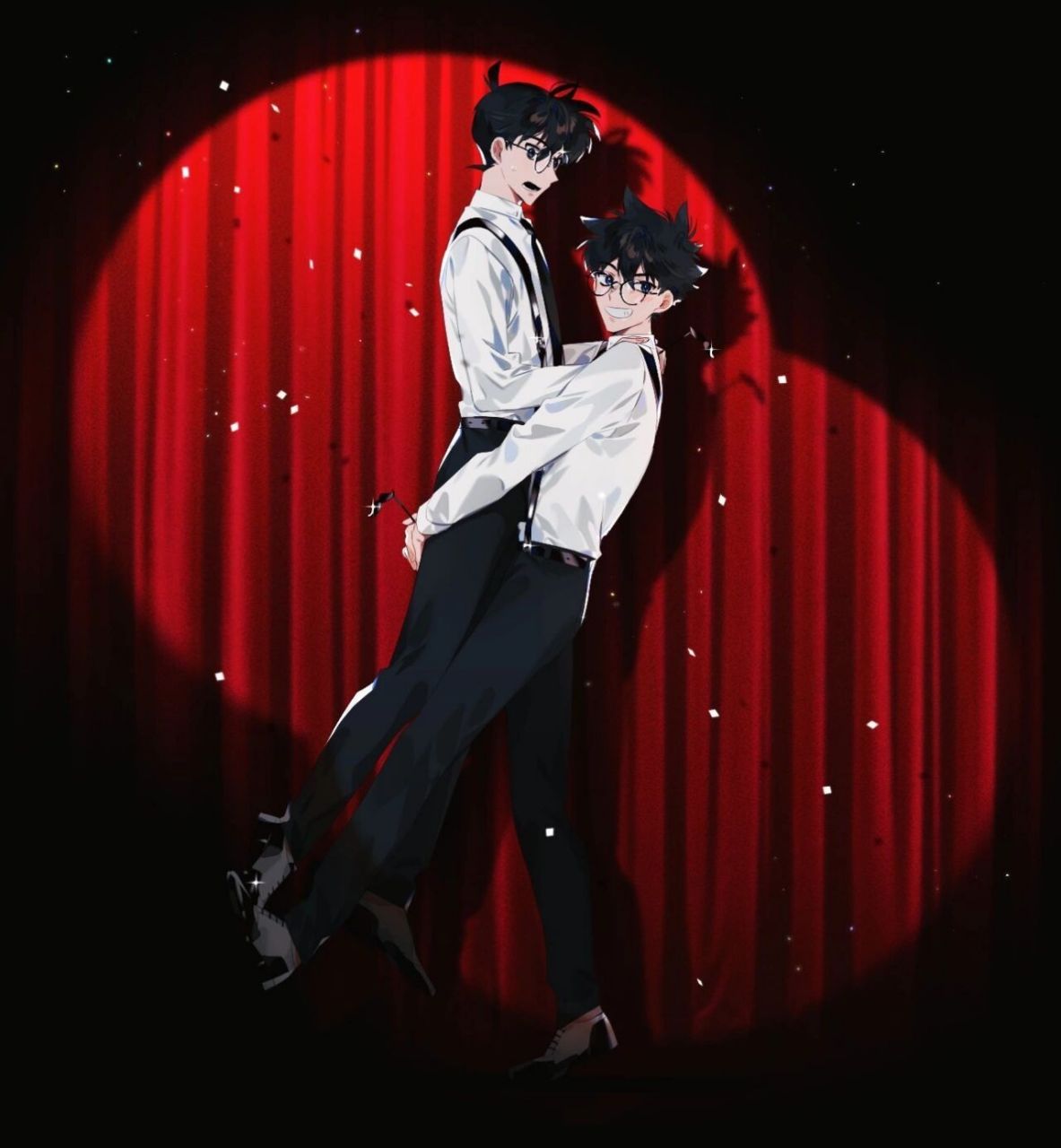 同人插画丨怪盗基德 x 工藤新一这cp太甜啦 怪盗基德 x 工藤新一 画师