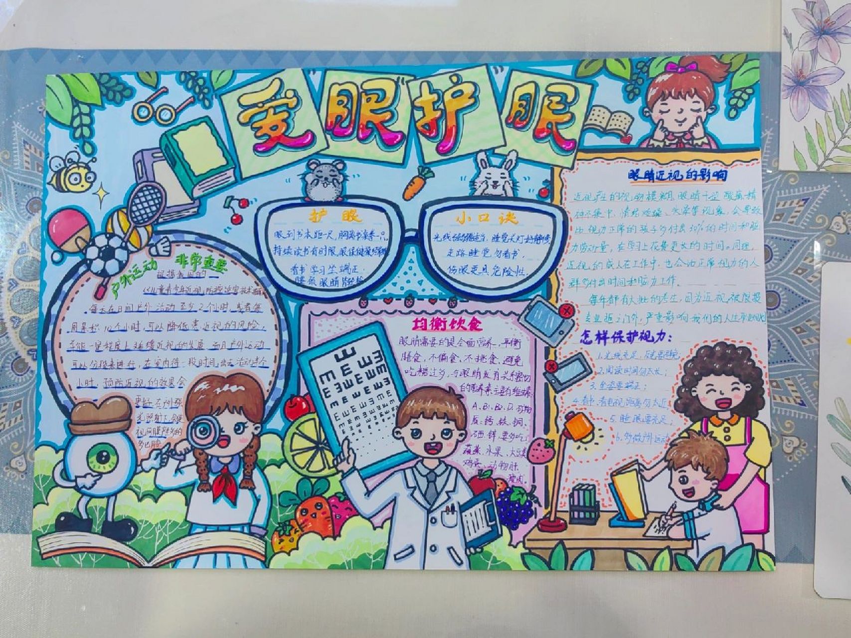 手抄报-保护眼睛主题手抄报 图有借鉴,属于新的原创 也可让各宝妈借鉴