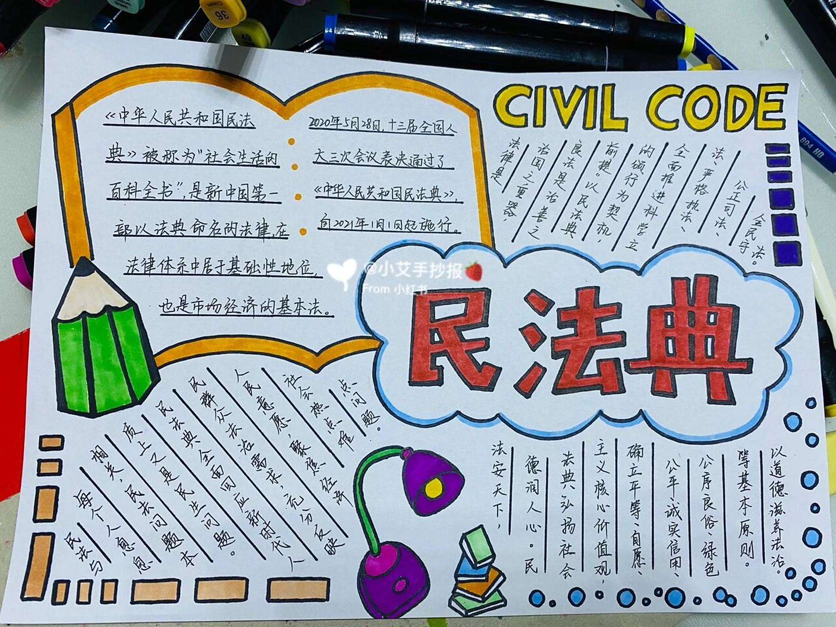 "民法典"手抄报 关于民法典的手抄报模版来咯!