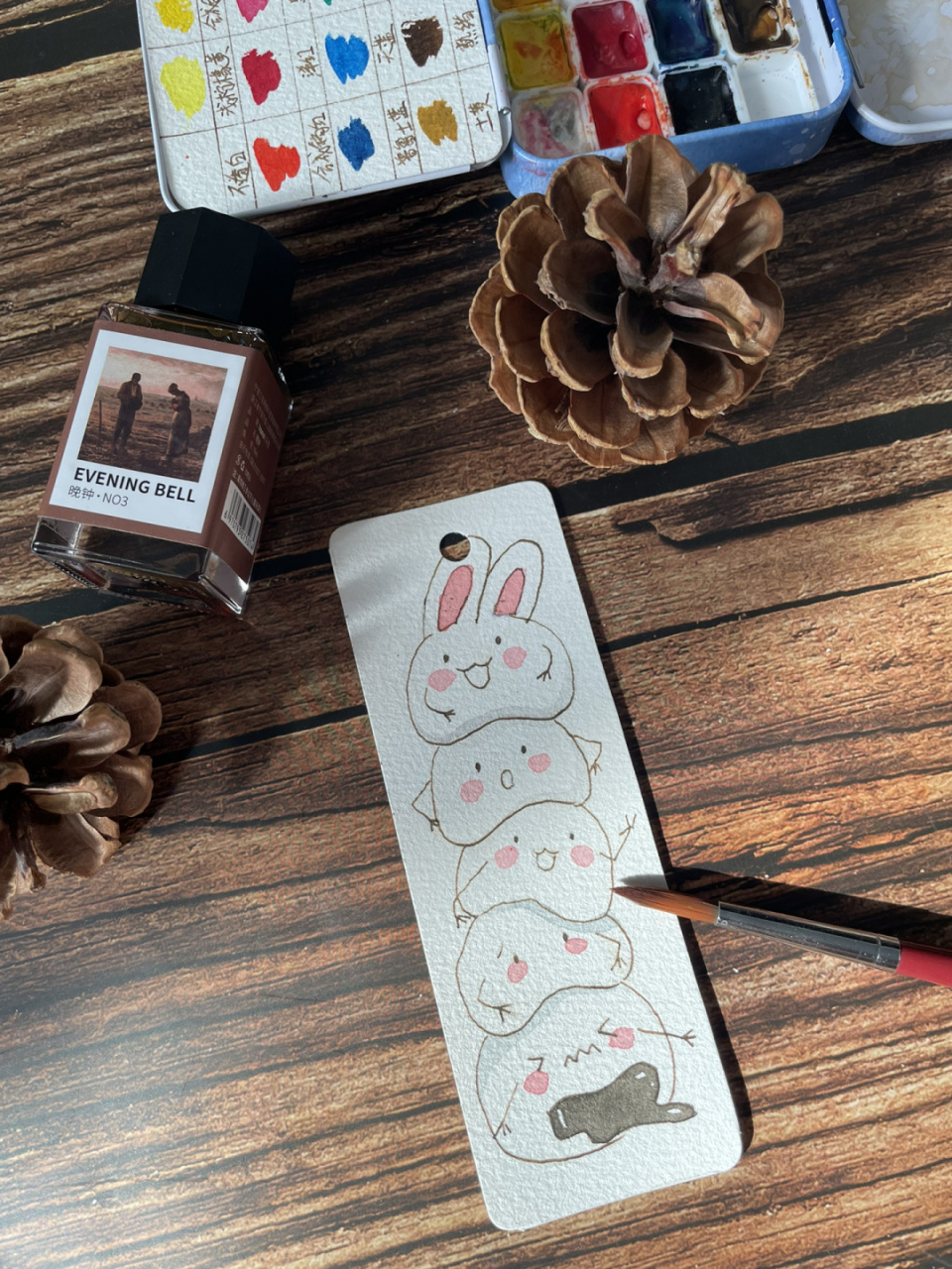 随手画一串元宵 #我的随手画# #自制书签# #笔记灵感# #兔子# #元宵节